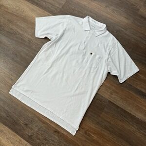 B Draddy Solid White Golf Polo Shirt Men's Sz L Seminole Golf Club Pocket Fair